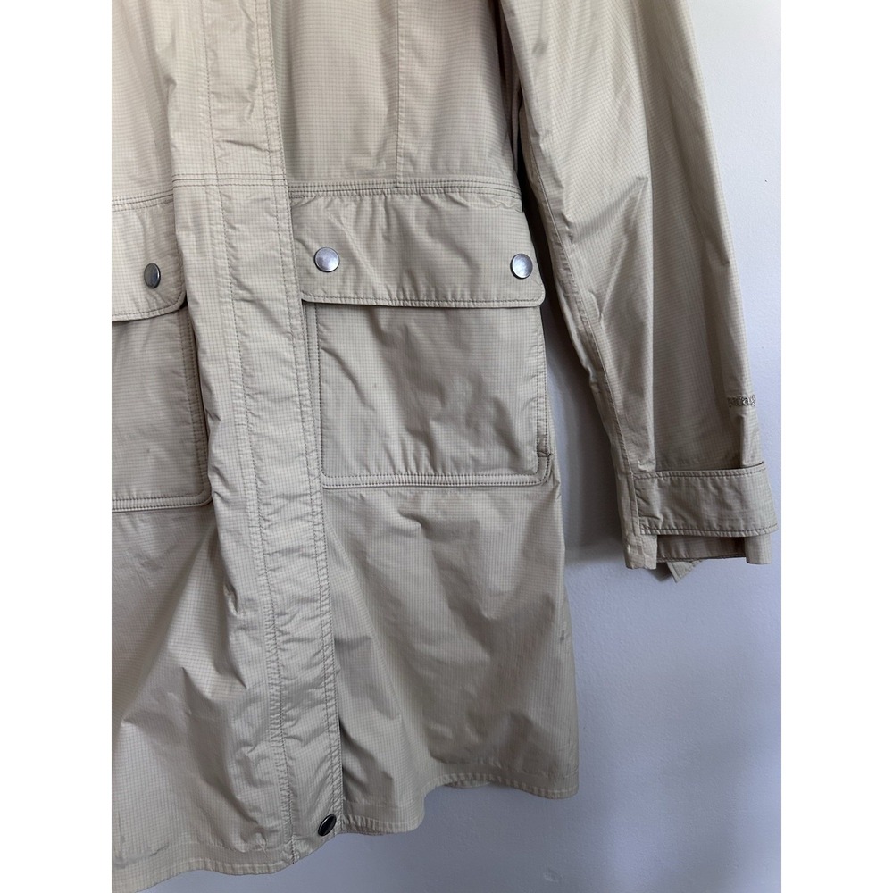 Patagonia Jacket Womens SMALL Beige Torrentshell Trench Coat Hooded Zip Up Snap - Picture 6 of 16